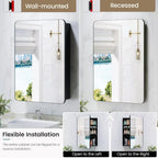 16x24 Medicine Cabinet with Mirror, Aluminum Bathroom Wall Organizer, Pre-Assembled, Center Partition for Tall Bottles, 6 Adjustable Shelves, Soft-Close, Recessed/Surface Mount, Matte Black