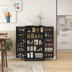 41" Kitchen Pantry Storage Cabinet, Freestanding Kitchen Cabinet with 12 Door Shelves, Double Doors, 5-Tier Shelving and Adjustable Shelves, Black,11.8 * 23.6 * 40.9