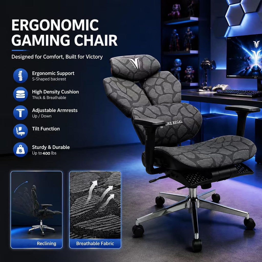 Gaming Chair,Office Desk Chair,Video Gaming Chairs for Home Office | Ergonomic,with High Back Mesh and Adjustable Lumbar,with Footrest,load-bearing capacity of 400 lbs,3D Rotating Headrest