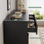 Black 7 Drawer Dresser for Bedroom,Modern Wood Chest of Drawers,Closet Clothes Storage Organizer with Deep Drawers for Living Room Hallway Entryway,Nursery (15.3" D x 47.2" W x 32.3" H)