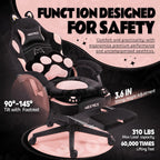 Pink Gaming Chair Cute with Cat Ears Paw Lumbar and Cushion,Ergonomic Computer Chair with Footrest,Reclining PC Game Chair for Girl Computer Chair 300lbs for Adult