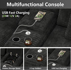 151" U Shaped Cloud Sectional Couch Modular Sofa, Comfy Oversized Boneless Couches for Living Room, Plush Corduroy Sectional Sofa Set with Ottoman Storage Console USB, Olive Dark Gray