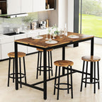 Lamerge Bar Table Set,Industrial Bar Table and Chairs Set,5 Pcs Dining Table Set Counter Height Pub Table with 4 Chairs, Wooden Breakfast Table Set Kitchen Counter,Adjustable Feet,Rustic Vintage