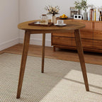 GOFLAME 35.5” Triangle Dining Table, Mid-Century Modern Kitchen Table with Solid Rubber Wood Legs, Space-Saving Dinner Table for Living Room, Dining Room, Apartment, Small Space, Walnut