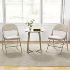 GOFLAME 6 Pack Folding Chairs, Fabric Dining Chair Set with Padded Seat & Metal Frame, Indoor Outdoor Upholstered Commercial Seat for Home Office Events Wedding Party, Beige