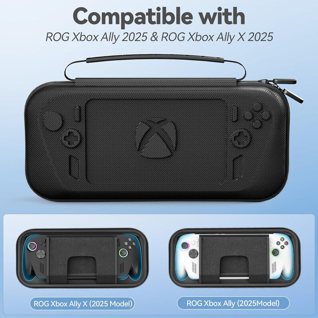 LVVIL Hard Shell Carrying Case for ASUS ROG Xbox Ally/X (2025), Protective Travel Bag Fit ROG Game Console and Adapter with Screen Protector & Thumbstick Cap, for Electronics Cases