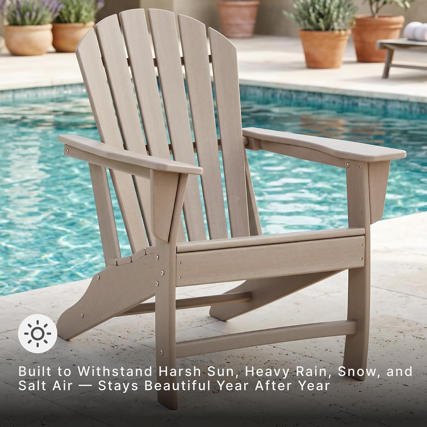 Signature Design by Ashley Sundown Treasure Outdoor Patio HDPE Adirondack Chair, Light Brown