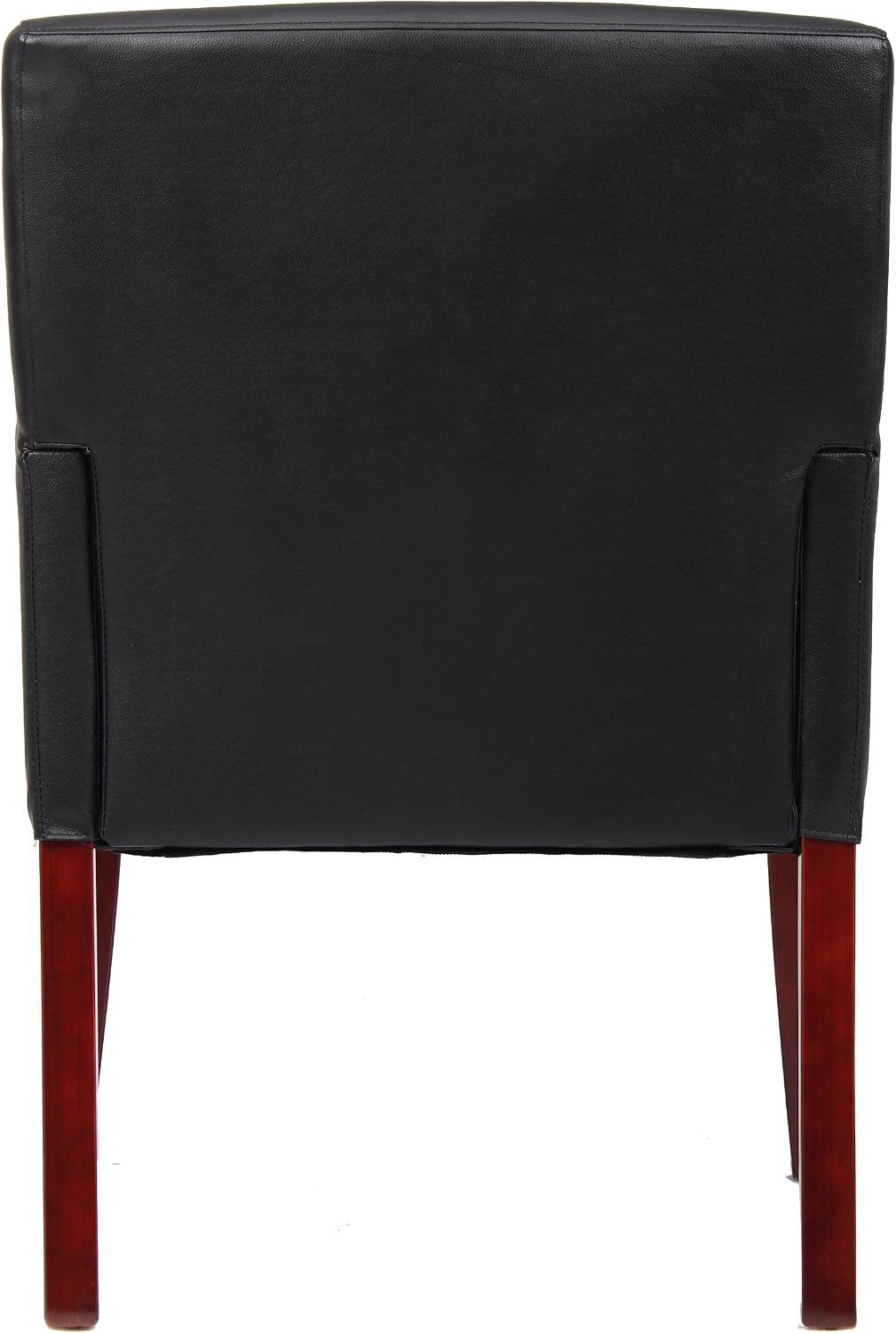 Boss Office Products Reception and Guest Box Arm Chairs with Mahogany Finish in Black