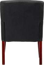 Boss Office Products Reception and Guest Box Arm Chairs with Mahogany Finish in Black