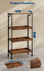 Garvee Large 4-Tier Wooden Folding Storage Shelf Cart with Locking Wheel, Expandable Kitchen Organizer Rack, 100 Lbs Loading Heavy Duty Garage Shelving, Easy Foldable No Assembly Required