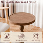 Small Side Table, Rubberwood‌ Drink Table for Small Spaces, Solid Wood Pedestal Coffee Tables, Round End Tables for Living Room, Sofa Couch, Bedroom, Corners, and Office (Brown, 11.81 inch)