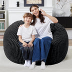 Homguava 3 FT Bean Bag Chair,3' Big Bean Bag,Large Bean Bag Chairs for Adults with Memory Foam Filled,Comfy Beanbag Chairs Soft Bean Bag Sofa with Dutch Corded Plush Cover-Jet Black