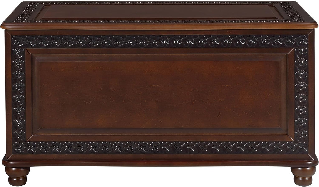 BOWERY HILL 40" x 21" Traditional Wood Cedar Blanket Chest, Flip Open Storage, Fully Lined with Cedar, for Bedroom/Living Room, in Deep Tobacco Finish