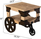 Vintiquewise Farmhouse Wagon-Style End Table with Storage Shelf & Rolling Wheels Vintage Wood Accent Table for Living Room Bedroom or Entryway Compact Decorative Multi-Functional & Stylish Display
