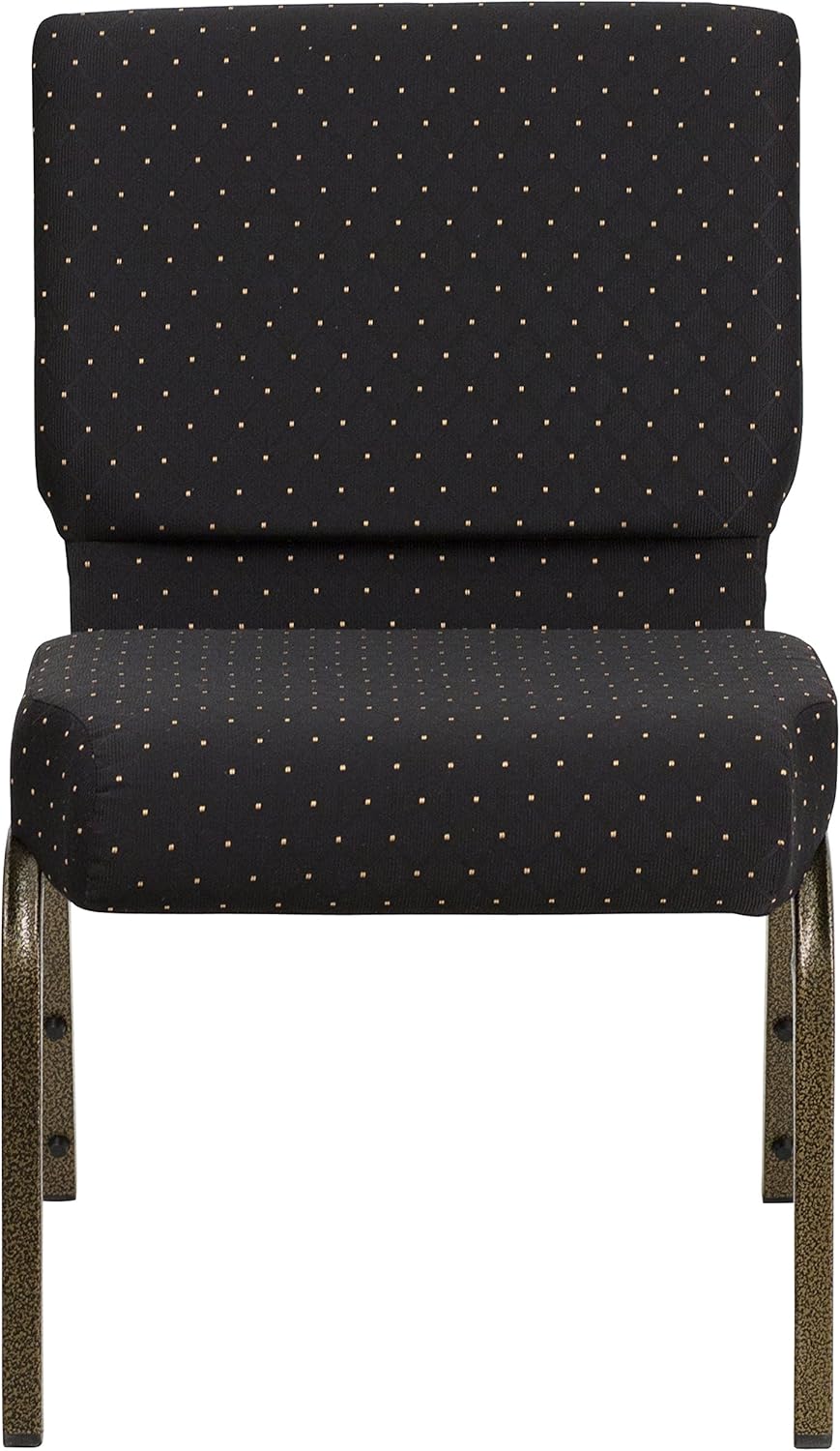 EMMA + OLIVER 21" W Stack Church Chair, Black Dot Patterned Fabric/Gold Vein