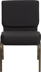 EMMA + OLIVER 21" W Stack Church Chair, Black Dot Patterned Fabric/Gold Vein