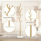 68.9 Inch Tall Modern Coat Rack,Gold Freestanding Coat Rack Tree,Heavy-Duty Metal Coat Rack Freestanding with Sturdy Marble Base for Entryway,Hallway,Bedroom,Holds Coats Hats Bags Scarves