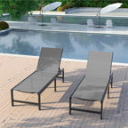UDPATIO 3 Pieces Pool Lounge Chair Outdoor Chaise Chairs w/Table Adjustable 5-Position Recliner Poolside Sunloungers Lay Flat Sunbathing Chaise with Backrest for Patio,Beach,Yard