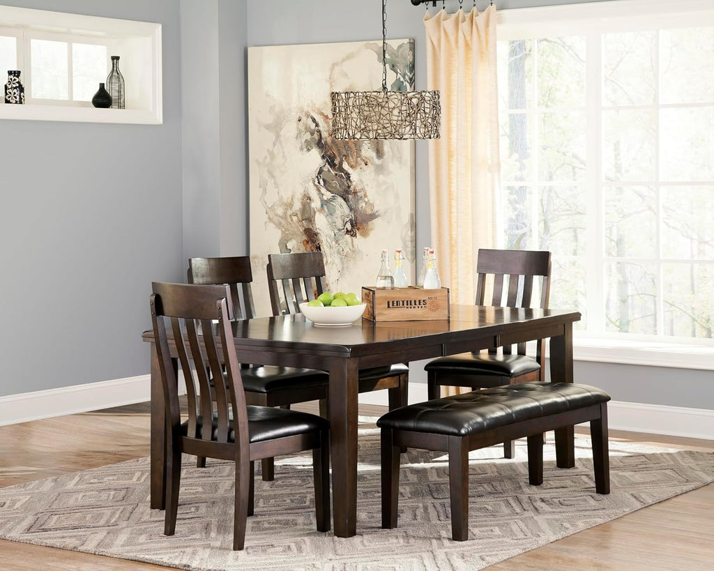 Signature Design by Ashley Haddigan Traditional Upholstered Dining Room Bench, Dark Brown