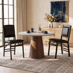 GOFLAME Folding Dining Chairs Set of 4, Faux Leather Upholstered Kitchen Chairs with Padded Seat and Backrest, Solid Wood Foldable Chairs for Living Room, Dining Room, Restaurant, Black