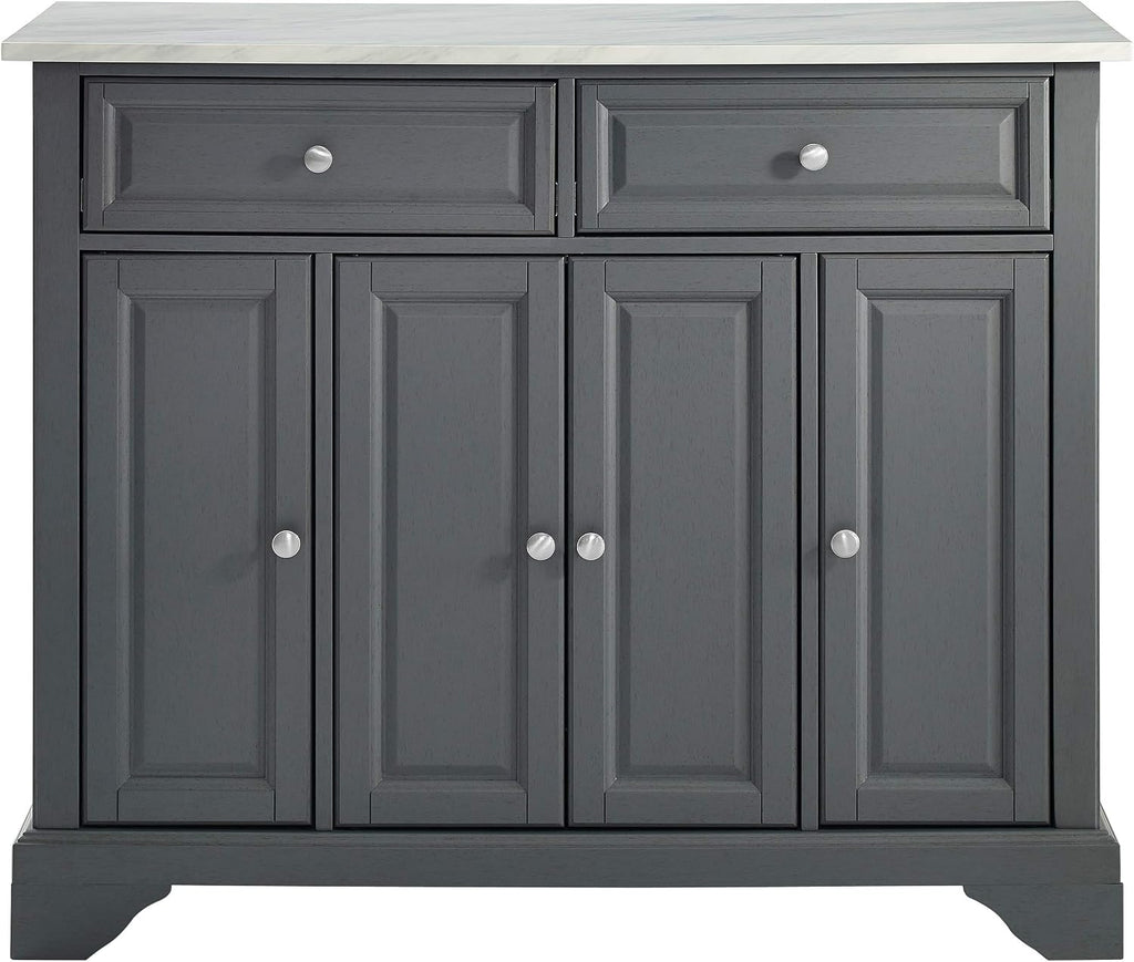 Crosley Furniture Avery Kitchen Island with Storage Shelves, Microwave Stand, Coffee Bar, Gray