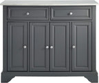 Crosley Furniture Avery Kitchen Island with Storage Shelves, Microwave Stand, Coffee Bar, Gray