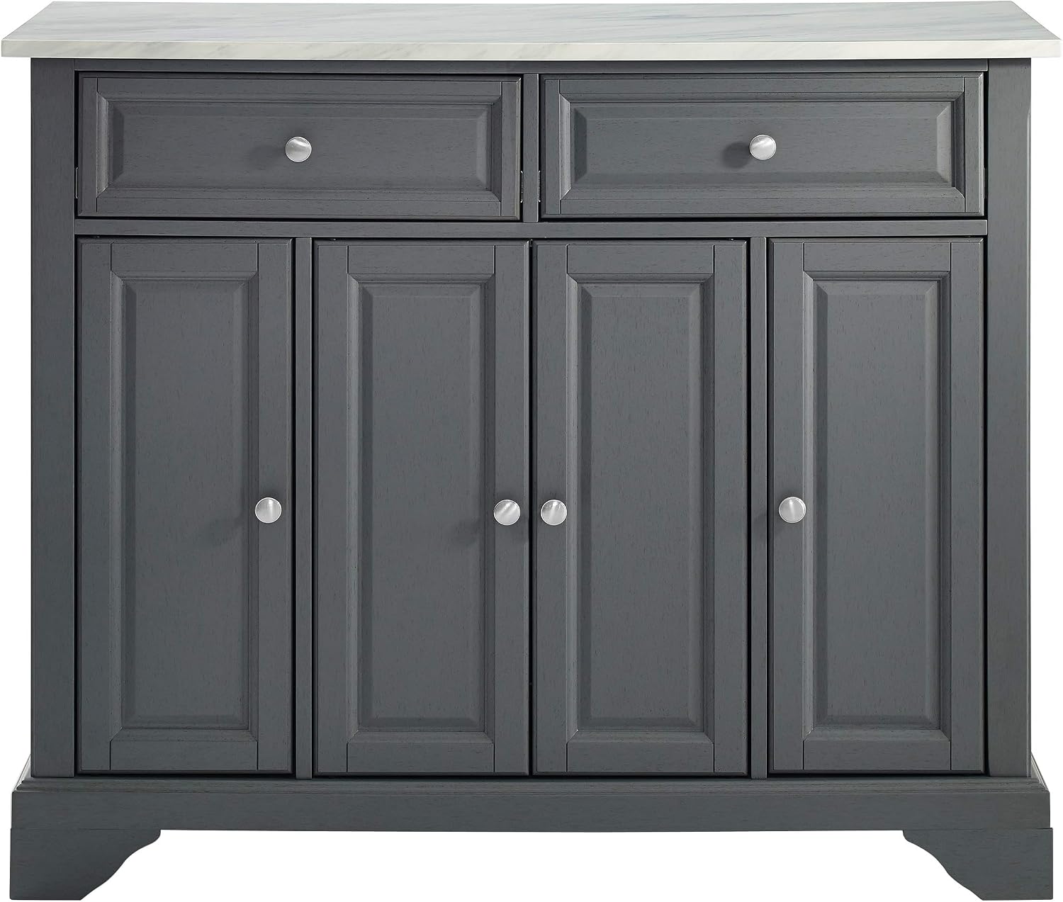 Crosley Furniture Avery Kitchen Island with Storage Shelves, Microwave Stand, Coffee Bar, Gray