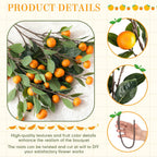 Daifunli 10 Pcs Artificial Tangerine Branches 25 Inch Realistic Faux Oranges Fruit with Green Leaves Simulation Orange Branch Decorative Kumquat Tangerine for Vase Home Party Decoration (6 Oranges)
