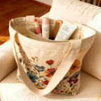 Large Tote Shopping Bag Cotton Canvas-Reusable grocery Bag with Zipper Aesthetic Reusable Shoulder Bag
