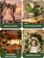 100 pcs 25 Inch Artificial Palm Leaves, Large Fake Palm Fronds Stems, Palm Branches Faux Tropical Plants for Palm Sunday, Jungle Beach Wedding Luau Party Home Decor, Palm Leaf, Palmas Artificiales