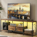 SONGMICS BELLAH Collection - TV Stand with Power Outlets and Lights, Entertainment Center Media Console for TVs Up to 70 Inches, Living Room, Shelves, Drawers, Industrial, Rustic Brown ULGS420K101S
