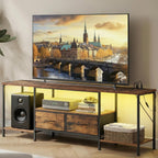 SONGMICS BELLAH Collection - TV Stand with Power Outlets and Lights, Entertainment Center Media Console for TVs Up to 70 Inches, Living Room, Shelves, Drawers, Industrial, Rustic Brown ULGS420K101S