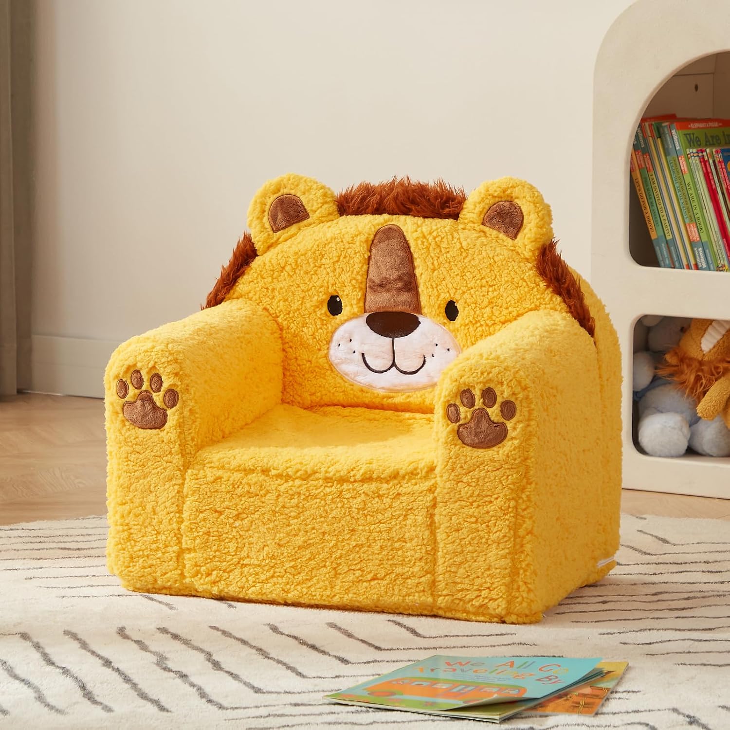 ALIMORDEN Animal Kids Chair, Ultra-Soft Comfy Toddler Sofa Chair, Cute Animal-Shaped Design Toddler Couch, Lightweight Birthday for Baby Boys & Girls (Lion)