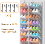 UVIAHOMI Over the Door Shoe Organizer for 30 Pairs, 10-Tier Light Grey