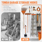 TONDA Garage Hooks, 20 Pack Garage Organization, Wall Storage Hooks Heavy Duty for Hanging Bike, Ladder, Garden Tools, Hose and Ropes, Orange
