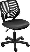Yaheetech Student Desk Chair, Low-Back Armless Study Chair with Lumbar Support, Adjustable Swivel Office Chair for Home Bedroom School, Black