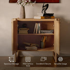 Apollo Mid-Century Modern Wooden Accent Cabinet, Buffet and Media Console, Storage Cabinet with Solid Wood Legs, Soft-Closed Hinges and Adjustable Shelves (Light Oak)