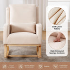 Rocking Chair Nursery, Nursing Rocking Chairs Upholstered, Glider Rocker with Lumbar Pillow and Side Pockets, Modern Rocker Chair for Bedroom, Living Room, Beige