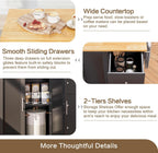 SUNLEI Kitchen Island on Wheels with Storage Cabinet & Foldable Drop Leaf, Rolling Kitchen Table, Cart Handle for Towel Rack, Drop Leaf, Portable Islands for Kitchen (Classic Black, 39.7-INCH)…