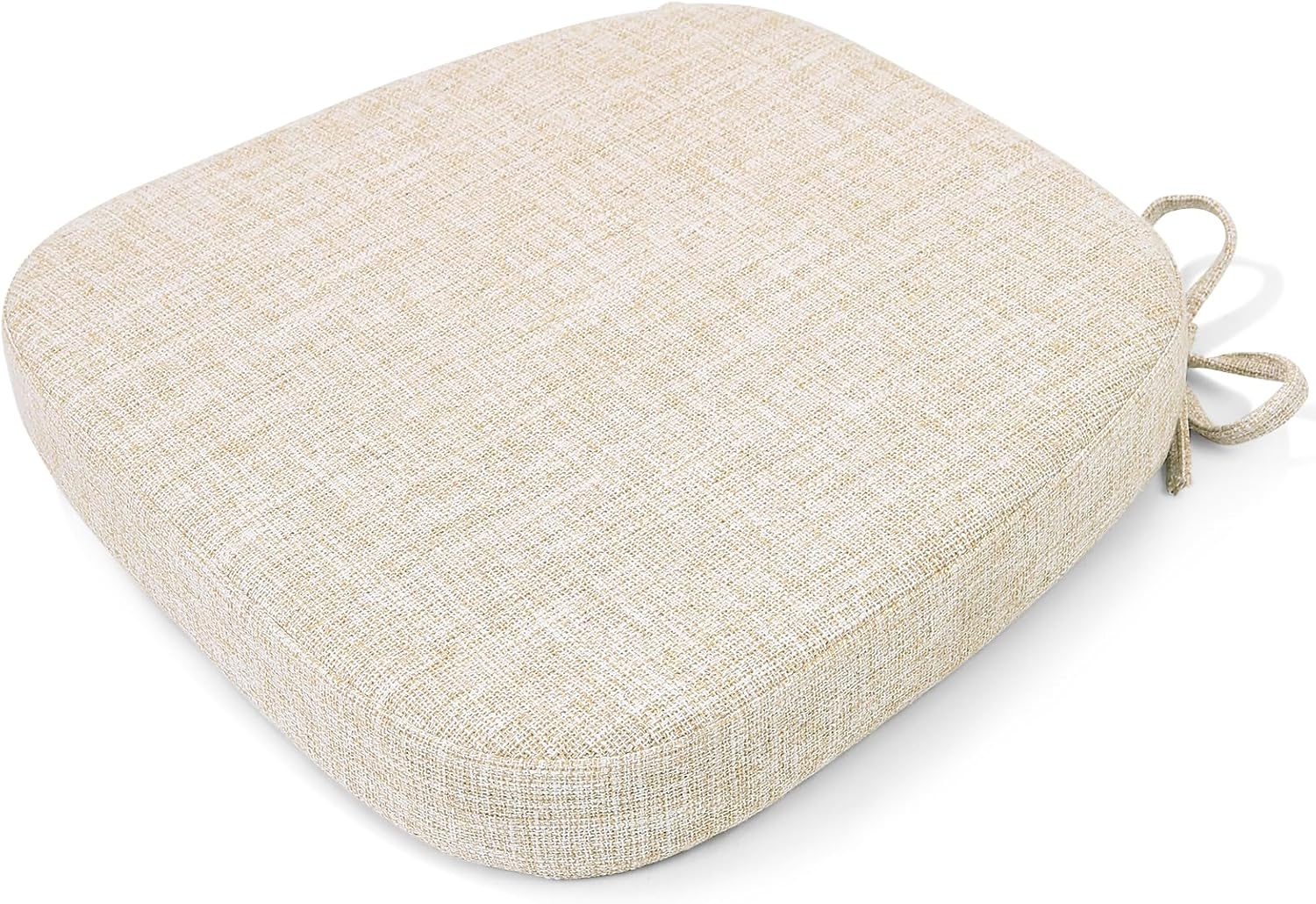 SINOSSO Thickened 2.5" Dining Chair Cushion, Soft Blended High Density Support Foam Kitchen Seat Cushion with Ties, U-Shaped Non-Slip Indoor Chair Pad, 16.5" x 16", 1 PCS, Beige