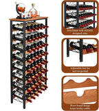 Sonyabecca 48 Bottle Wine Rack Freestanding Floor with Wood Top,8-Tier Wine Storage Shelf with Serving Station, Wine Holder for Kitchen, Bar, Dining Room, Home Bar Cabinet for Wine Bottles, No Wobble