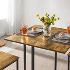 Yaheetech Industrial Dining Table Set for 4 Compact Kitchen Table and 4 Stools Space Saving Home Furniture for Small Space, Rustic Brown