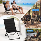 Set of 2 Folding Outdoor Chairs, Portable Padded Sling Lounger for Beach, Garden, Patio, Lawn, Poolside - Comfortable Recliner in Black Black 90 x 57 x 87cm
