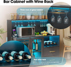 Grepatio Wine Bar Cabinet with RGB Light, Liquor Cabinet with Wine Rack and Glass Holder, Coffee Bar Cabinets with USB Power Outlet, Wine Cabinets with Drawers for Home, Kitchen, Living Room (Black)