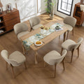 YOUNIKE Dining Chairs Set of 6 Mid Century Modern Kitchen Chair with High Back Faux Leather Upholstered Armless Chair 20" Wide Padded Seat with Wooden Legs for Kitchen Dining Living Room Bedroom Khaki