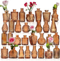 Set of 30 Amber Glass Bud Vases in Bulk,Small Centerpieces Vases for Wedding Centerpieces,Mini Glass Vintage Vase Flower Vases for Table Decor