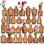 Set of 30 Amber Glass Bud Vases in Bulk,Small Centerpieces Vases for Wedding Centerpieces,Mini Glass Vintage Vase Flower Vases for Table Decor
