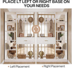Tribesigns 70.8-Inch Wall Room Divider with Shelves, Modern Freestanding Room Divider with Drawer & Coat Racks, Wood Wall Partition Room Dividers for Room Separation, Home, Office, White & Gold