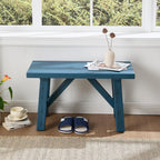 30" Farmhouse Entryway Bench, Rustic Solid Wood Dining Room Bench Small Entryway/Hallway Bench for Indoors Entry Way Seating for Living Room, Hallway, Porch, Easy Assembly, Blue