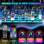 LED Illuminated Bar Bottle Display Rack, 3-Tier 32" Multi-Color Whiskey Rack, Tabletop Wine Rack Equipped with RF Remote Control and App Control Ideal Choice for Home Bar, Whiskey Lovers Gift